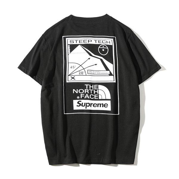 Supreme×THE NORTH FACE Tシャツ 半袖 シュプリーム ノースフェイス Tシャツ ボックスロゴ コラボ ティーシャツ 19SS  メタリックロゴTシャツ ファッション