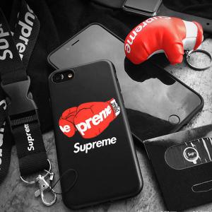 ペアお揃い シュプリーム iphone x/8/8/7/6s plusケース 赤黒 supreme