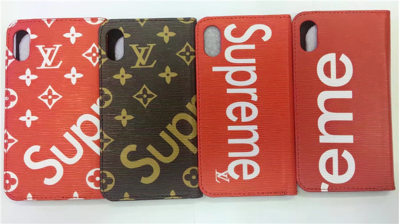 ブランドiPhone XR/XS/XS MAX手帳ケース Supreme LV レザー ルイ 