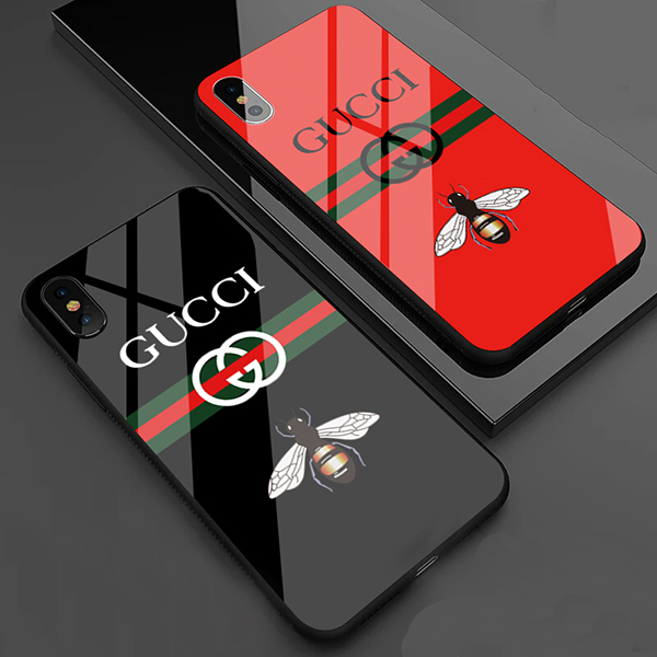 グッチ iphone xi/11/xsケース 蜂柄 GUCCI iPhoneXs Maxケース ブランド アイフォンXRケース 強化ガラス  アイホンX/8 plusケース 男女兼用 アイフォン7/6 plusケース