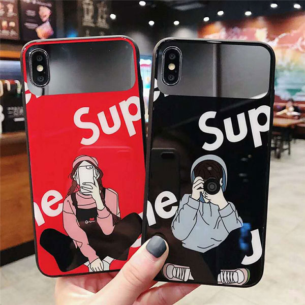 supreme iphone xs maxケース シュプリーム iphone xr/xsケース 個性 ブラント iphone xカバー 鏡面ケース  iphone 8/7 plusケース