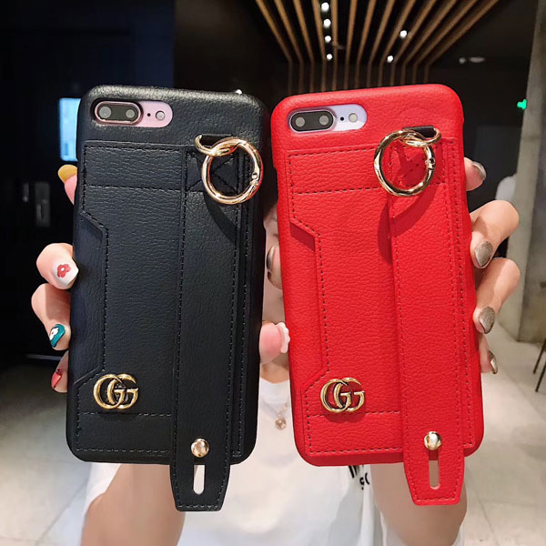 グッチ iphone xs maxケース アイフォンxs/xカバー バンド付き GUCCI iphone xrケース ブラント iphone  x/8/7 plusケース GGロゴ カップル