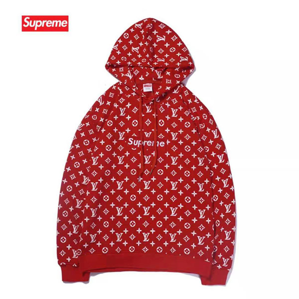 シュプリームx LV(ルイヴィトン) コラボ ボックスロゴパーカー 男女兼用 スウェットシャツ「Box Logo Hooded  Sweatshirt」モノグラムパーカー