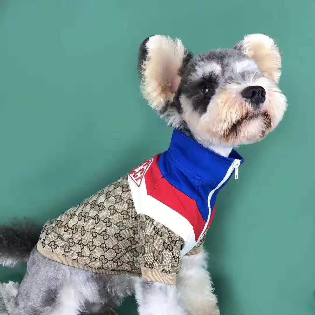 グッチ ペット服 犬用ジャケット ファスナー付き スプライス ブランド 犬服 GUCCI ペットウェア 秋冬 流行 小型犬 中型犬 ワンちゃんの服  防寒対策 洋服