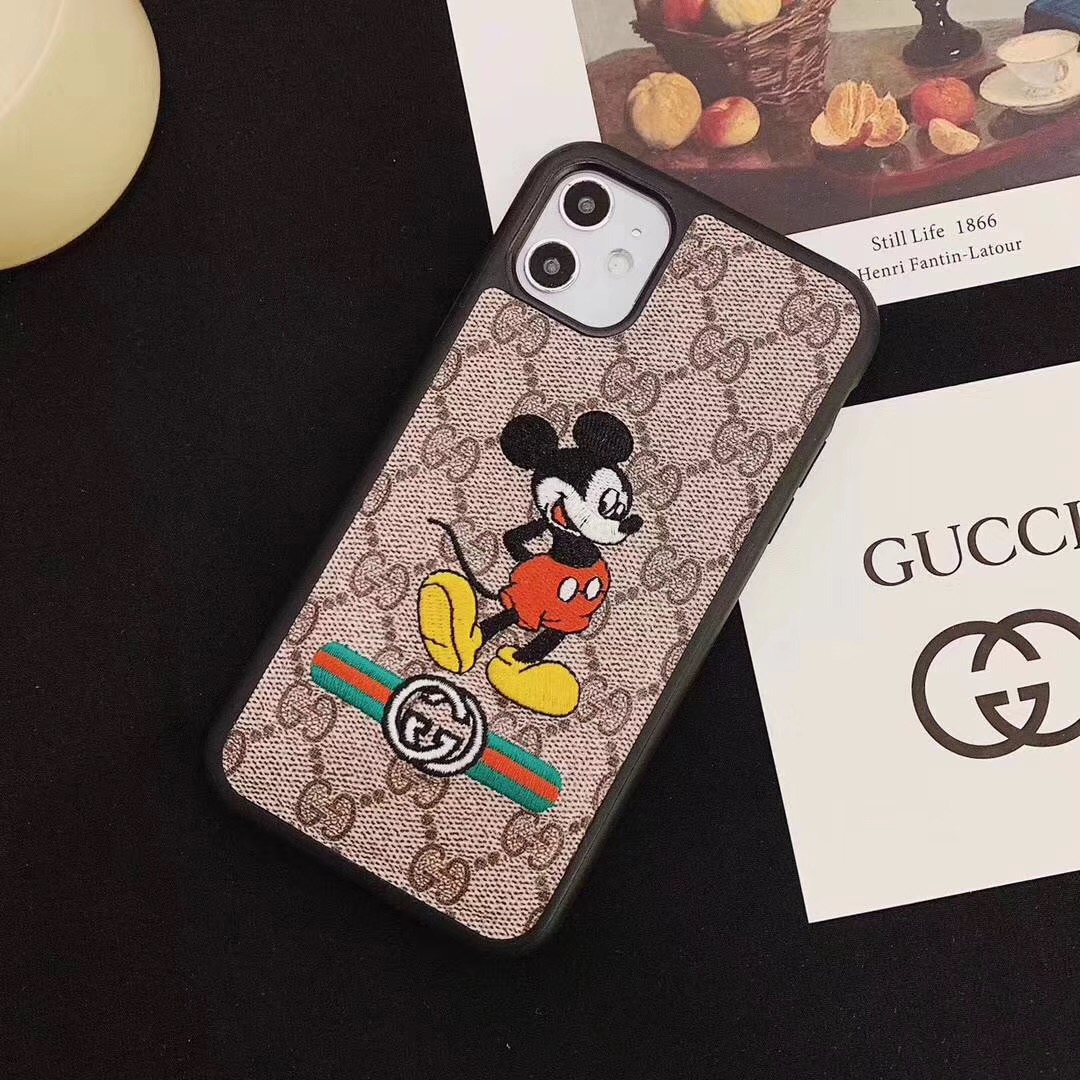 GUCCI◇グッチ/iPhoneXケース/MickeyMouse/ミッキー/BRW/総柄 