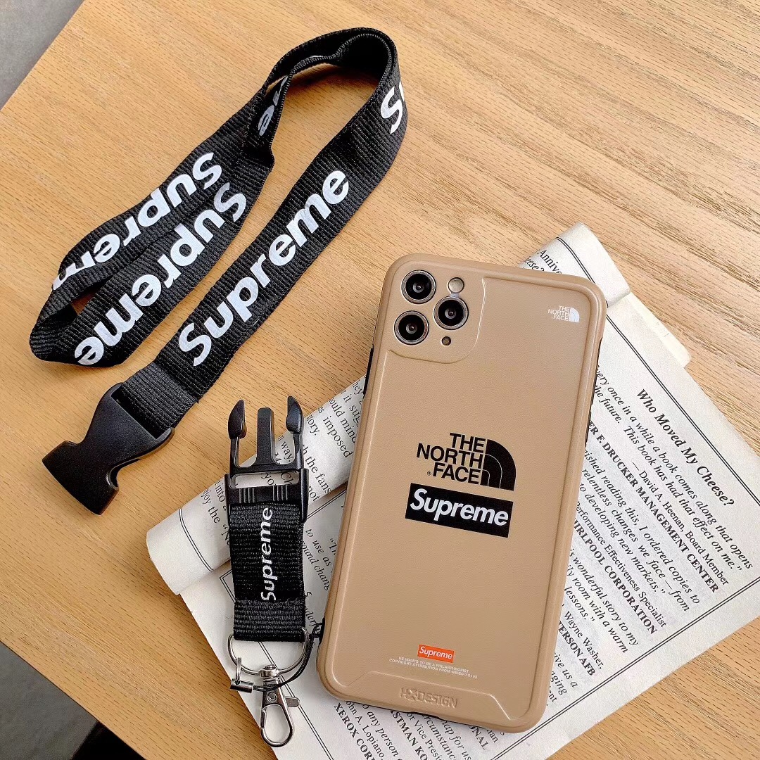 Supreme North Faceコラボ iPhone 11/11pro maxケース ブラント シュプリーム iphone11proカバー  ストラップ付き ノースフェイス iPhone xr/xs/xs maxケース