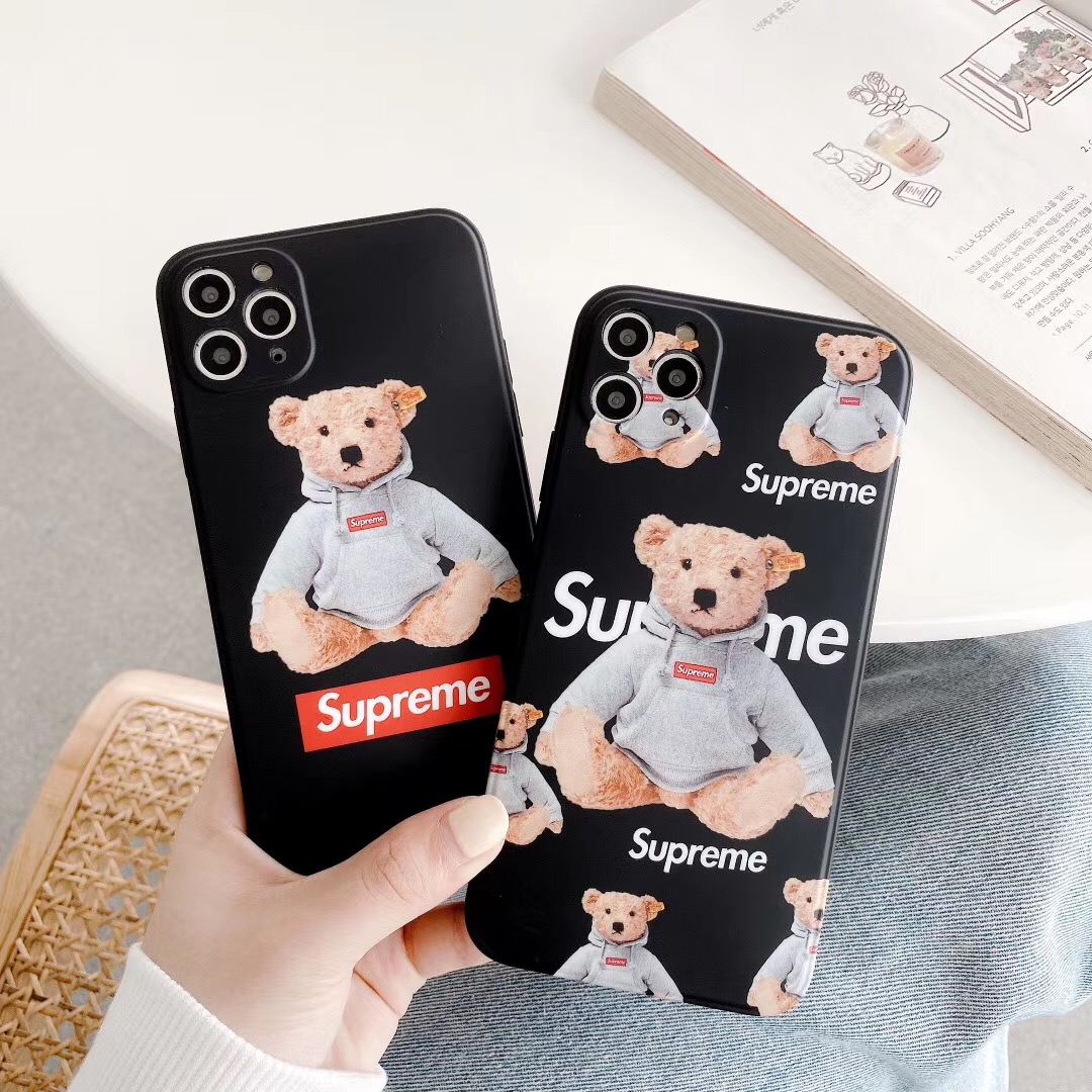 シュプリーム テディベア iPhone12/12 Pro Maxケース 可愛い Supreme