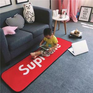 シュプリーム 玄関マット カーペット SUPREMEキッチンマット 瑜伽マット ブランド 滑り止め付マット 絨毯 Supremeラグマット シンプル  無地 長方形 洗える 赤 送料無料