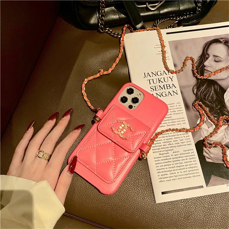 オシャレ Chanel iPhone14/14pro/13/13pro maxケース ショルダーチェーン付き 斜めがけ シャネル  iPhone12/12proカバー アイフォン11/11pro/11pro maxケース カード入れ