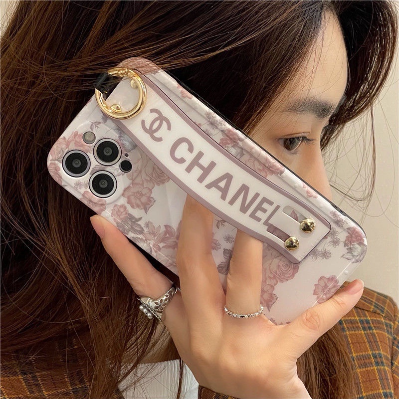 シャネル iPhone 13/13 Proケース ハンドベルト付き 花柄 Chanel iphone13pro max携帯ケース 可愛い