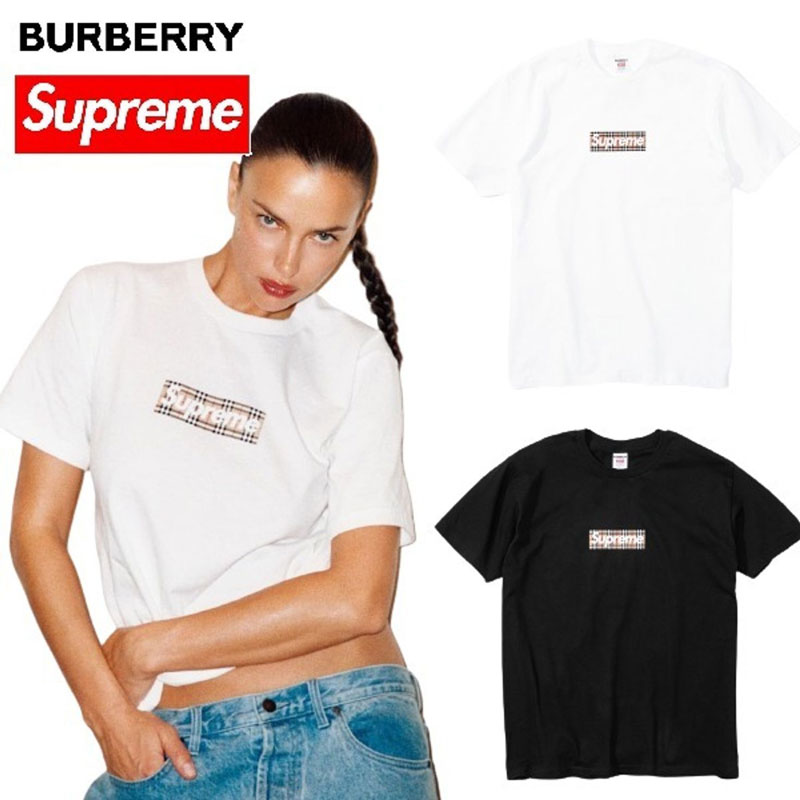 Supreme x Burberry 22SS Box Logo Tee ボックスロゴ Tシャツ 男女兼用 シュプリーム バーバリーコラボ  2022SS 新作 半袖Tシャツ 大人気