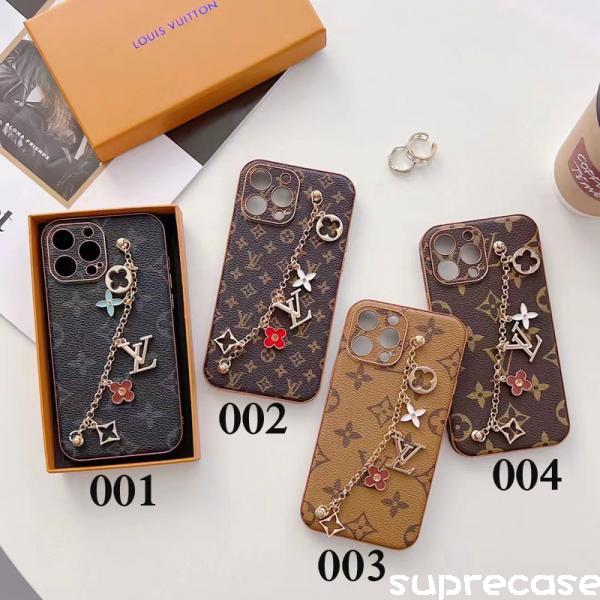 美品Louis Vuitton チェーン付きiPhone14proケース ヴィトン iPhone15/14 ProMaxケース チェーン付き モノグラム LV