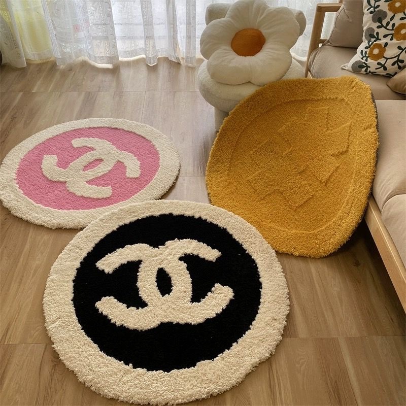 CHANEL シャネル ノベルティ ラグ 円形 ラグマット 直径 60cm シャネル 円形 ラグカーペット マット 円形 絨毯 ブランド 丸形