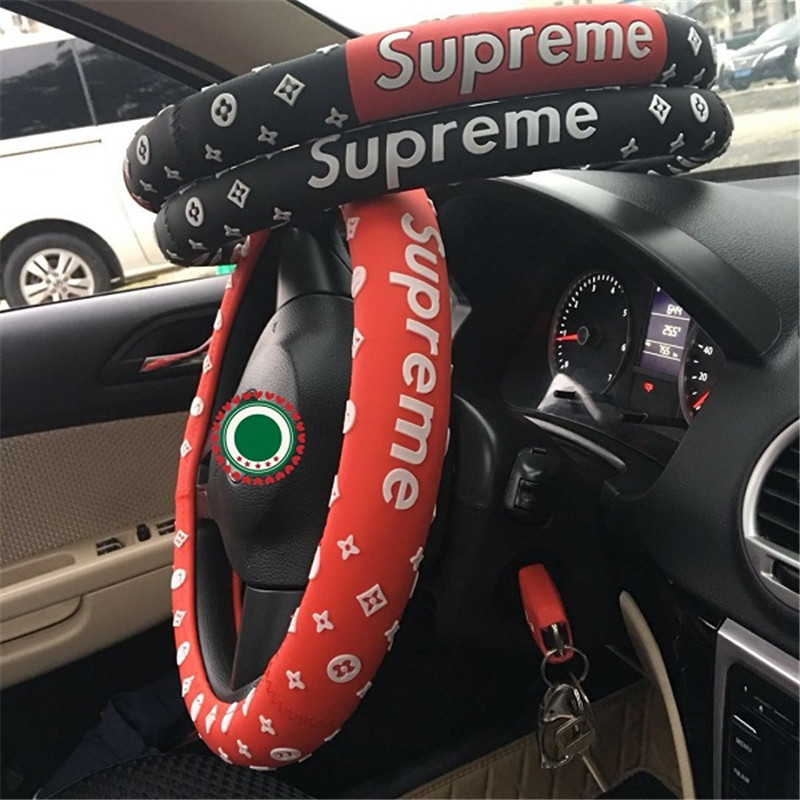 シュプリーム ハンドルカバー 軽自動車 普通車 Supreme ステアリングカバー 3Dグリップ 滑り止め