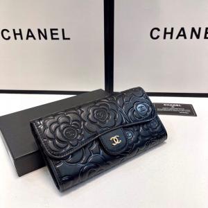 シャネル ココマーク カメリア 長財布 CHANEL 二つ折り 長財布